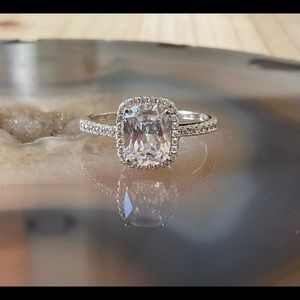 Cubic zirconia engagement ring cz halo emerald cut